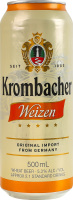 Пиво 500мл 5.3% світле пшеничне нефільтроване пастеризоване Weizen Krombacher з/б