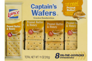 Lance Cracker Sandwiches Captain's Wafers Peanut Butter & Honey - 8 CT