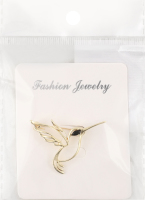 Брошка Калібрі жовтий метал 3,2*4см