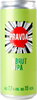 Пиво 0.33л 7.7% світле нефільтроване непастеризоване Brut IPA Pravda з/б