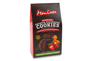 Печенье натуральное крафтовое с клубничной начинкой без глютена и добавленного сахара Брауни MonLasa к/у 120г