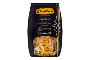 Вироби макаронні фігурні з твердих сортів пшениці група А клас екстра Метелики Cantare м/у 400г