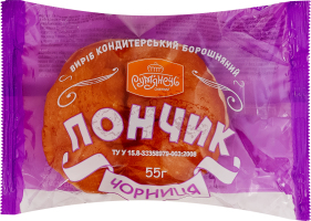 Пончик с наполнителем фруктовым с ароматом пастеризованным для кондитерских изделий с сахаром Черника Рум'янець м/у 55г