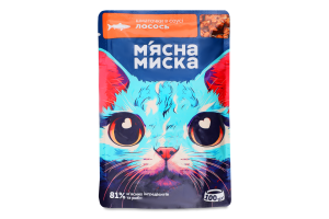Корм д/котів Шматочки з лососем в соусі 100г пауч М'ясна миска