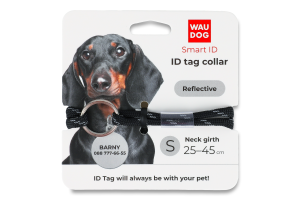 Шнурок д/адресника Смарт АйДі чорний світловідбиваючий паракорд р.S d4мм L25-45см ВауДог