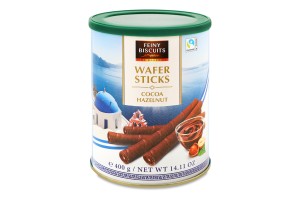 Трубочки вафельні з какао та лісовим горіхом 400г Файні Бісквітс