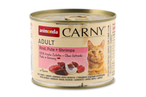 Корм д/котів з індичкою та креветками 200г ж/б Карні