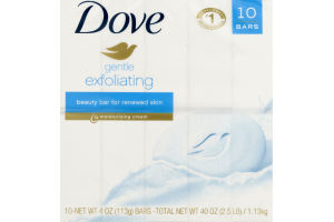 Dove Beauty Bar For Renewed Skin Gentle Exfoliating - 10 CT