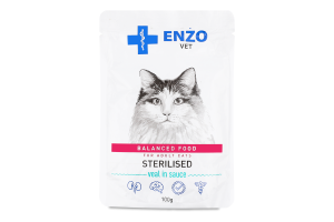 Корм д/стерилізованих котів Дієта з м"ясом телятини в соусі 100г пауч Ензо Вет