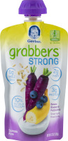 Geber Grabbers Strong 12+ Months Squeezable Puree Banana Blueberry & Purple Carrot