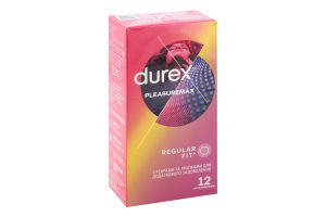 Презервативы латексные с ребрами и точками с силиконовой смазкой Pleasuremax Durex 12шт