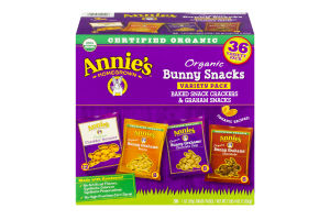 Annie's Homegrown Organic Bunny Snacks Variety Pack Baked Snack Crackers & Graham Snacks - 36 CT