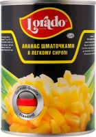 Ананас кусочками в легком сиропе стерилизованный Lorado ж/б 565г