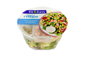 Салат з тунцем кукурудзою та оливкими 150г блістер Fit&Easy