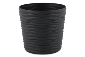 Горщик д/квітів Фьюжн 0,6л граніт з вставкою низький d12*11см арт115086 Алеана