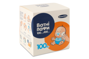 Пафи ватні 100*100мм 100шт Білосніжка