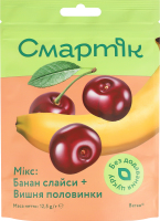 Микс банан сублимированный слайсы и вишня сублимированная половинки Смартік д/п 12.5г