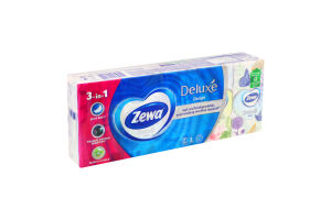 Хусточки носові 3-х шарові 21х21см Deluxe Zewa 10шт