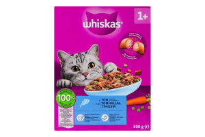 Корм сухой полнорационный для котов с тунцом Whiskas к/у 300г