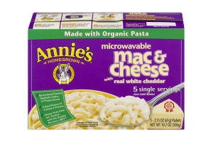 Annie's Homegrown Microwavable Mac & Cheese With Real White Cheddar - 5 CT
