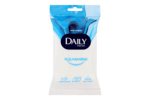 Серветки вологі для рук та тіла Aquamarine Daily Fresh 15шт