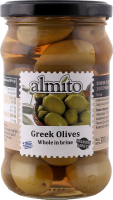 Оливки зеленые сорта Халкидики с косточкой в рассоле Greek Almito с/б 310г