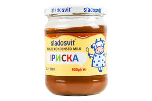 Продукт пищевой сгущенный 8% с молоком вареный Ириска Sladosvit с/б 500г