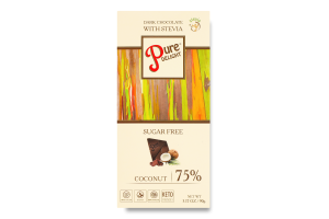 Шоколад 75% чорний з кокосом Pure Delight к/у 90г