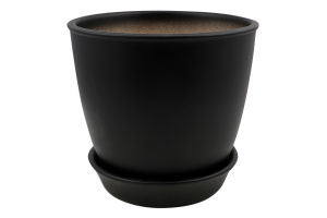 Горщик чорний матовий кераміка 16*15*1,8см Духм'яна піч