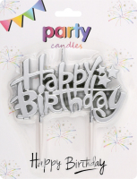 Свічка-топер срібло 8х8.5см №KYYW154 Happy Birthday Fenglin 1шт