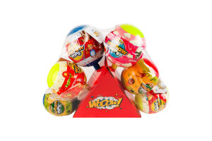 М'яч пластиковий для дівчинки та хлопчика з цукерками та сюрпризом Pops Wooow п/у 40г в асорт