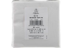 Smart Living Collection Beverage Napkins White - 50 CT