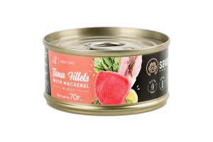 Корм д/дорослих котів Філе тунця з макреллю в желе 70г ж/б Savory