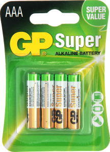 Батарейки 1.5V AAA LR03 №GP24A-2UE4 Super GP 4шт