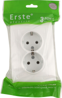 Розетка біла подвійна з заземленням Ерсте