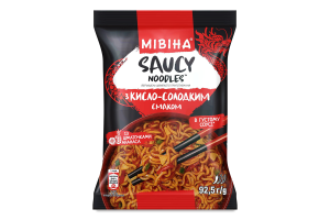 Вермишель быстрого приготовления с кусочками ананаса с кисло-сладким вкусом Saucy noodles Мівіна м/у 92.5г