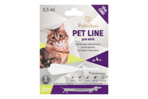 Раствор для наружного применения точечного нанесения для котов до 4кг Pet Line Palladium 0.5мл