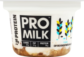Сир кисломолочний 6.2% зернистий з наповнювачем Злаки Protein Pro Milk ст 180г