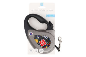 Повідець-рулетка д/собак до 25кг НАСА чорний світловідбиваюча стрічка р.M L5м 8125-0047-01 Ваудог