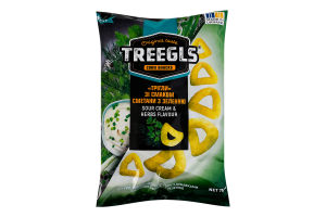 Вироби фігурні неглазуровані з добавками зі смаком сметани з зеленню Treegls м/у 75г
