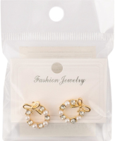 Сережки-гвіздки жовтий метал з камінцями в асортименті ZBYK250513137