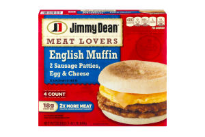 Jimmy Dean Meat Lovers English Muffin Sandwiches - 4 CT
