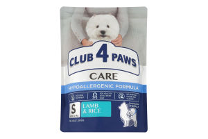 Корм сухой полнорационный для взрослых собак малых пород Ягненок&Рис Premium Club 4 Paws д/п 900г