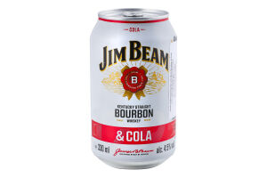 Напій слабоалкогольний 0.33л 4.5% Bourbon&Cola Jim Beam з/б