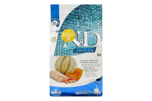 Корм д/котів N&D з тріскою креветкою гaрбузом та динею сухий 1,5кг Farmina