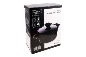 Каструля Black Pro New 2,7л алюміній антипригарне покриття з кришкою d20см Lessner