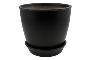 Горщик чорний матовий кераміка 16*15*1,8см Духм'яна піч