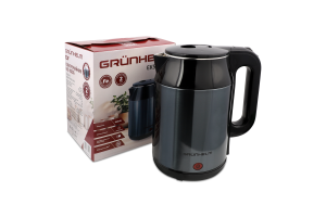 Електрочайник дисковий 1,8л сірий метал Grunhelm