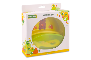 Набір д/годування Тарілка секційна+Ложка+Виделка+Контейнер з кришкою 6020 Бебі Тім