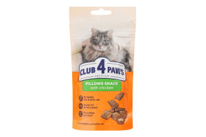 Ласощі д/котів Подушечки Premium з куркою 60г Club 4 Paws
